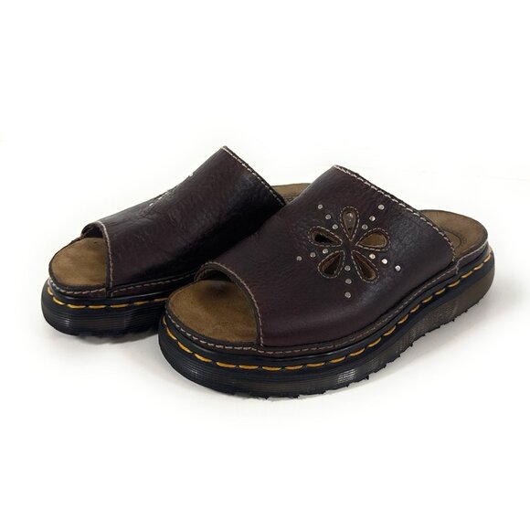 Vtg Doc Dr Martens Flower Cutout Chunky Sandals Womens Sz US 5 Made In England - Picture 2 of 14